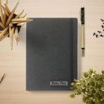 Kişiye Özel Siyah Vıp Hediyelik Set - 15x21 Yaldız Kenar Not Defteri - Metal Roller Kalem Hk2065