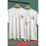Kişiye Özel Stitch Tarih Baskılı Sevgili Kombini Sevgiliye Hediye Unisex T-Shirt/tişört - Beyaz - 12 Yaş