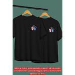 Kişiye Özel Stitch Tarih Baskılı Sevgili Kombini Sevgiliye Hediye Unisex T-Shirt/tişört - Siyah - XL
