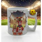 Kişiye Özel Tasarım Sarı Kırmızı Kupa Bardak Baba Oğul/Kız/Aile Özel Futbol Toplu Bardak (Toplu Kupa: Anne - Baba - Oğul)