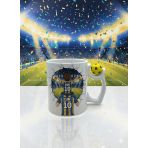Kişiye Özel Tasarım Sarı Lacivert Kupa Bardak Baba Oğul/Kız/Aile Özel Futbol Toplu Bardak (Toplu Kupa: Baba Oğul)