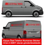 Kişiye Özel Telefon Numarası Araba Oto Motosiklet Karavan Sticker 00143 - 80x10 Cm - Kırmızı