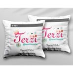 Kişiye Özel Terzi Ip Iki Adet Iki Tarafı Baskılı Yıkanabilir Yastık Kırlent Kılıfı - Krem - 43x43