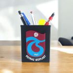 Kişiye Özel - Trabzonspor Logo Kabartmalı Masaüstü Kalemlik - Siyah - 7x7x9cm