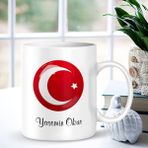 Kişiye Özel Türk Bayraklı Beyaz 004 Kupa Bardak