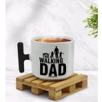 Kişiye Özel Walking Dad Tasarımlı Siyah T Kulplu Middle Kupa