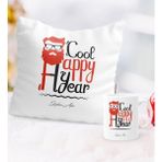Kişiye Özel Yılbaşı Noel Baba Temalı Yastık Kupa Seti - 3 - Beyaz