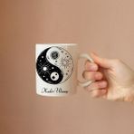 Kişiye Özel Yin Yang Tasarımlı Isimli Kupa - Beyaz - 330 ml