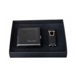 Kişiye ve İsme Özel Siyah Metal Sigara Tabakası ve Usb Şarjlı Çakmak Seti