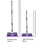 Kıskaçlı Cam Silme Mopu Mikrofiber Yedek Bezli Yer Duvar Fayans Silme Mopu Mor