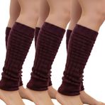 Kışlık Kadın Tozluk Pamuk Örgü Triko Baldır Isıtıcı Leg Warmer 3-Çift (bordo)