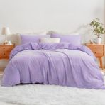 Kışlık Nevresim Takımı 155x220 Lila Mor Yumuşak Kaşmir Dokunuşlu Polar Peluş Nevresim 2 Parça Sıcak Rahat Mor Mikrofiber Kış Yatak Fermuarlı ve 1 Yastık Kılıfı 80x80 cm