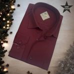 Kışlık Pamuklu Uzun Kollu Erkek Gömlek (Regular Kalıp) - 2XL - Bordo