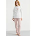 Kışlık Yumuşak Dokulu Fitilli Pijama Takım - Pembe - XL