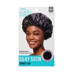 KISS COLORS & CARE İpeksi Saten Bonnet Şapka, XL, Koruyucu, Nazik Kumaş ve Kaymayan Elastik Bant, Çoğu Saç Tipine Uygun - Gecelik Giyim, Nefes Alabilir, Şık Uyku Şapkası, Siyah