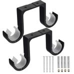 kissral Çift perde çubuğu tutucu, 2 adet perde çubuğu, tavana sabitleme, iki raylı, paslanmaz çelik, banyo için perde askısı, uygun boru çapı 28 mm-33 mm, siyah
