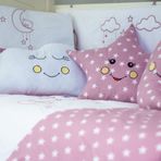 Kistababy Cloudy Bebek Uyku Seti,%100 Pamuklu Bulut Desenli Beşik Uyku Takımı, 80x140 cm, Pembe