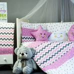 kistababy Zig Zag Bebek Uyku Seti (60x120, Pembe)