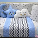 kistababy Zig Zag Bebek Uyku Seti (70x130, Mavi)