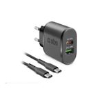Kit Duvar Şarj Cihazı SBS 1 x 2,1 A 1 x Tip C 12/24 V Hızlı Şarj + Kablo Tip C 1,5 m