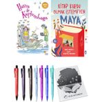 Kitap Kurdu Olmak İstemeyen Maya ve Havva ile Kaplumbağa 2'li Set - Kalem
