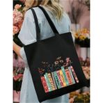 Kitap Tasarım Taylor Swift Kalın Siyah Kanvas Tote Bag Bez Çanta, Pinterest Çanta - 10D-Krem