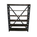 Kitaplık 13725 Metal Çapraz Yan Model Mdf Torna Raf Parlak Siyah Demonte El Yapım