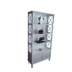 Kitaplık 18057 Çapraz Yan Model Kayın Mdf Torna Alt Kapak Raf Parlak Beyaz Lake