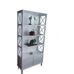 Kitaplık Çapraz 13924 Yan Model Kayın Mdf Alt Kapak Raf Parlak Beyaz Lake El Yapı
