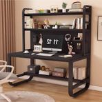 Kitaplık ve Kafesli Büyük Metal Çerçeve Depolama Rafı - Siyah Bilgisayar Masası İş İstasyonu Ev Ofis Çalışma ve Pegboard ile Yazı Masası (80 cm x 59 x 177 cm)