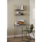 Kitaplıklı Çalışma Masası | Modern, Çok Amaçlı Ofis & Bilgisayar Masası Solto Home OC8-22 - Ceviz - Altın - 60x40