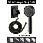 Kitchen Beauty 3'Lü Duş Başlığı Seti Turbo Fan 5 Fonksiyonlu Su Tasarruflu Duş Başlığı,Hortum Ve Mafsal Duş Seti