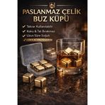 Kitchen Beauty 4 Adet Paslanmaz Çelik Gold Buz Kalıbı Viski Soğutma Taşı Yeniden Kullanılabilir Buz Viski Taşı