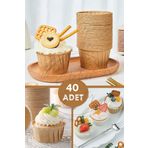 Kitchen Beauty 40'lı Kraft Muffin Cupcake Kalıbı Kek Kapsülü Naturel Kek Kalıbı , Safari Konsept , Airfryer Uyumlu