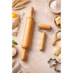 Kitchen Beauty Ahşap Saplı Rulo Hamur Açıcı Ve Merdane Pürüzsüz Oklava Pizza Börek Açma Silindir