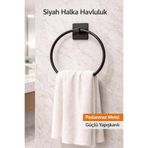 Kitchen Beauty Güçlü Yapışkanlı Yuvarlak Siyah Havluluk, Halka Havlu Asacağı