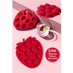 Kitchen Beauty Pratik Çilek Şeklinde Silikon Buz Kalıbı | Silikon Yapışmaz Buzluk Çilek Buz Kalıbı