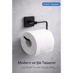 Kitchen Beauty Premium Kare Yapışkanlı Siyah Açık Tuvalet Kağıtlığı Wc Kağıtlık Tutucu