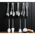 Kitchen Damys 9 Parça Mutfak Çeyiz Için Servis, Pasta, Makarna, Salata Maşası Kepçe, Kevgir, Kaşık, Spatula Seti - Metalik Gri - 1 Adet