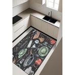 Kitchen Desenli Dijital Baskı Kaymaz Taban Mutfak Halısı H0054