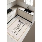 Kitchen Desenli Dijital Baskı Kaymaz Taban Mutfak Halısı H0056