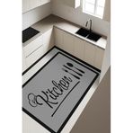 Kitchen Desenli Dijital Baskı Kaymaz Taban Mutfak Halısı H0061