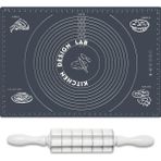 Kitchen Design Lab 2 Li Set Gri 45 X 65 Cm Silikon Hamur Açma Matı Ve Kare Mantımatik Seti