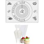 Kitchen Design Lab 2'Li Set Beyaz 45 X 65 Cm Silikon Hamur Açma Matı Ve Kullan At Krema Torbası