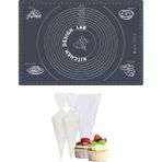 Kitchen Design Lab 2'Li Set Gri 45 X 65 Cm Silikon Hamur Açma Matı Ve Kullan At Krema Torbası