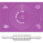 Kitchen Design Lab 2'Li Set Mor 45 X 65 Cm Silikon Hamur Açma Matı Ve Kare Mantımatik Seti