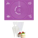 Kitchen Design Lab 2'Li Set Mor 45 X 65 Cm Silikon Hamur Açma Matı Ve Kullan At Krema Torbası