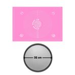 Kitchen Design Lab 2'li Set Pembe Silikon Hamur Açma Matı 45x65 cm ve Pizza Tepsisi 32 cm