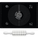 Kitchen Design Lab 2'Li Set Siyah 45 X 65 Cm Silikon Hamur Açma Matı Ve Kare Mantımatik Seti