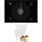 Kitchen Design Lab 2'Li Set Siyah 45 X 65 Cm Silikon Hamur Açma Matı Ve Kullan At Krema Torbası